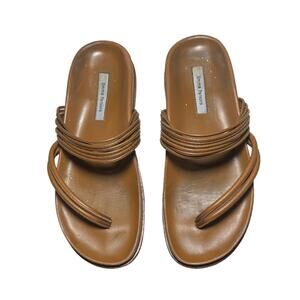 Emme Parsons Roma Tobacco Leather Thong Flat Slides Sandals Size 40